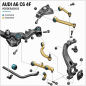 Preview: Querlenkersatz Vorderachse Audi A6 S6 RS6 C6 4F Strongflex PU-Buchsen 80 Shore Plug & Play